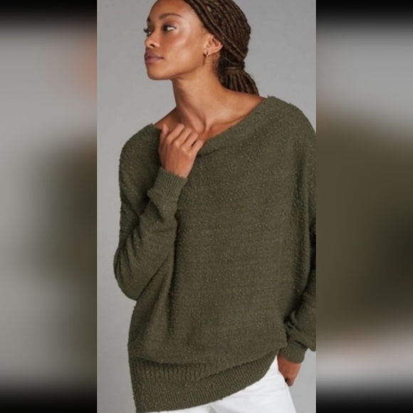Anthropologie Pilcro Dark Olive Green Cowl Neck Pull Over Knit Sweater Size XS - Picture 1 of 6